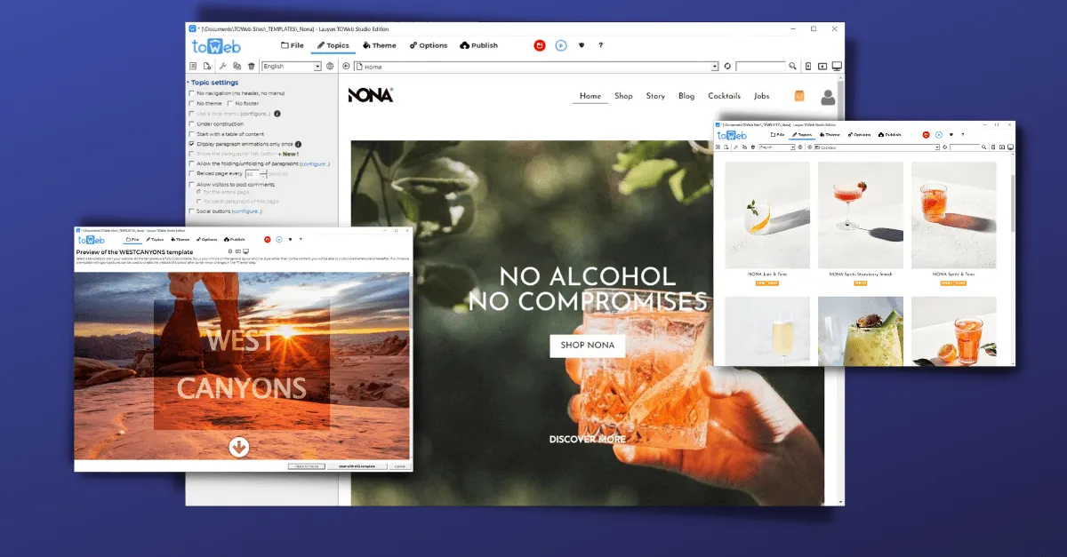 Des sites créés avec TOWeb 11 affichés sur plusieurs écrans